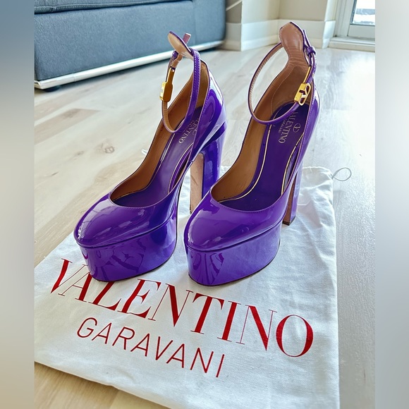 VALENTINO GARAVANI TAN-GO 155mm PLATFORM PUMPS SZ 36 PURPLE - Picture 2 of 9